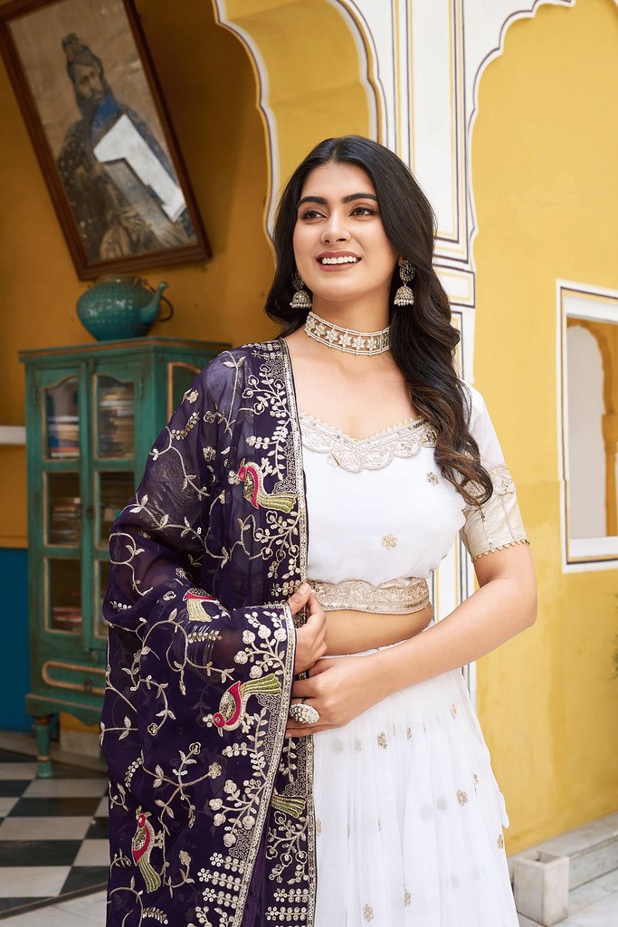 Shahi Silk Lehenga  White
