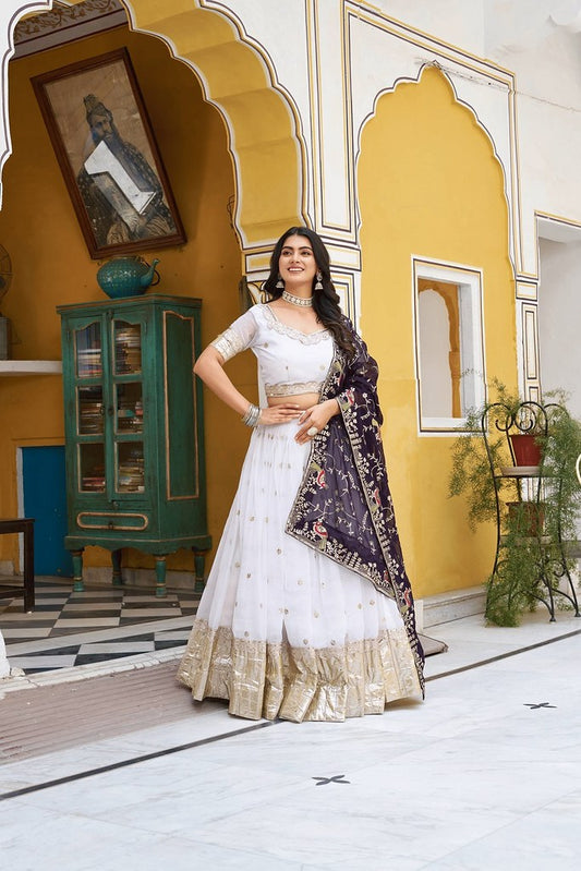 Shahi Silk Lehenga  White