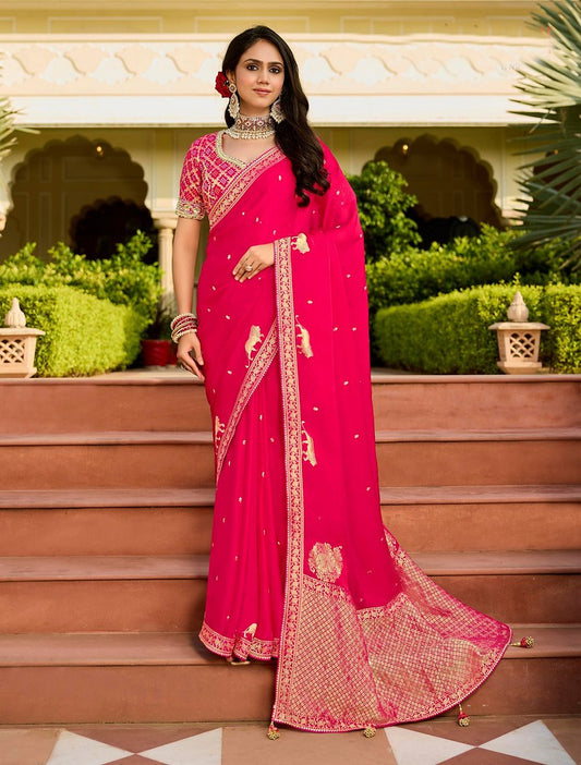 Vibrance Viscose Saree Pink