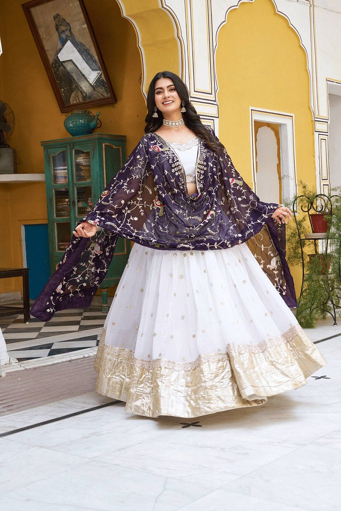 Shahi Silk Lehenga  White