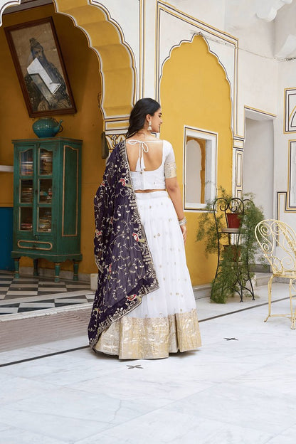 Shahi Silk Lehenga  White
