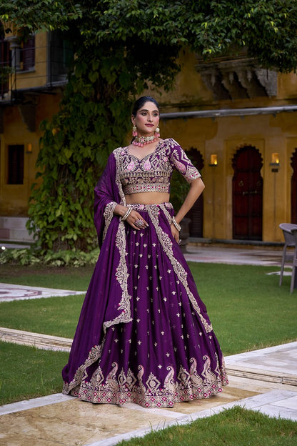 Zarqa Silk Crush Lehenga Purple