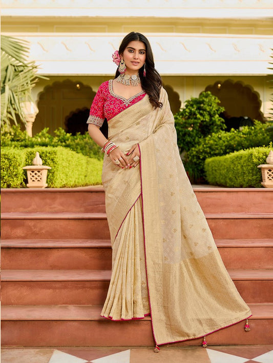 Vibrance Viscose Saree Cream