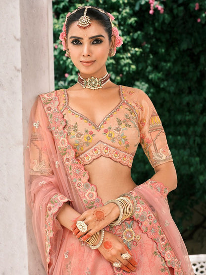 Rangtarang Silk Lehenga Collection Peach Pink