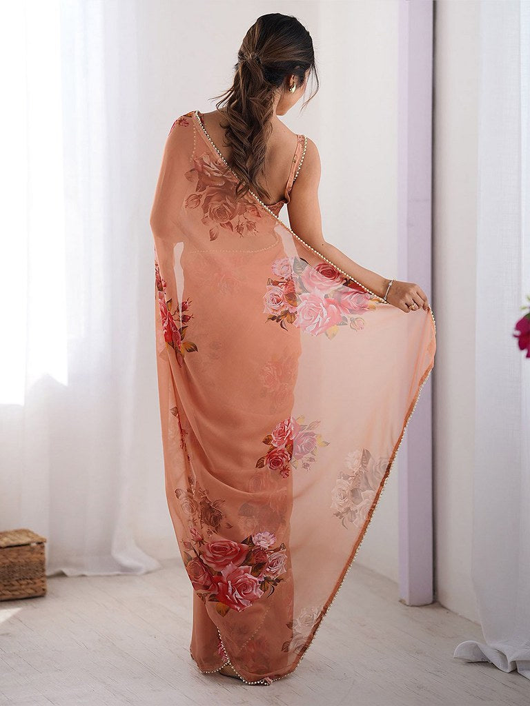 Zarika Saree Collection Peach