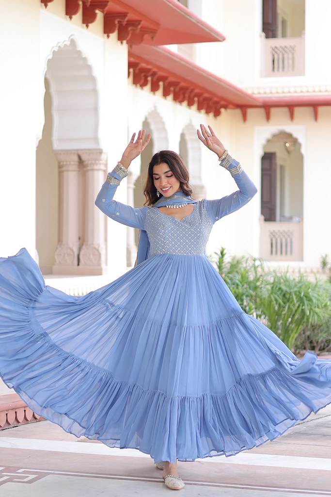 Lavanya Georgette Gown  Sky Blue