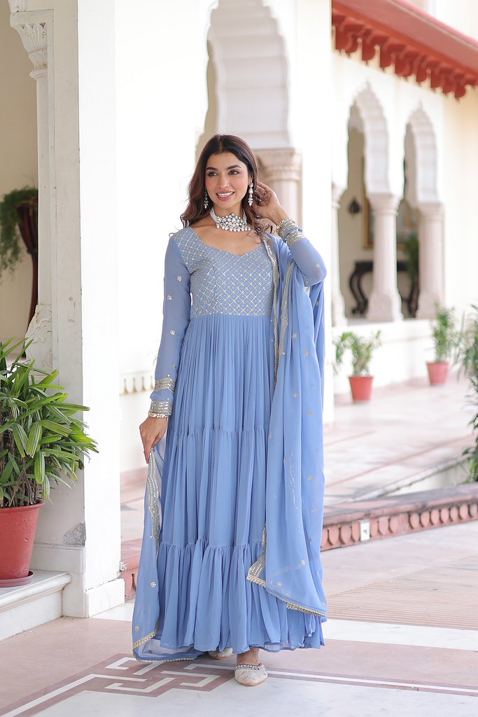 Lavanya Georgette Gown  Sky Blue