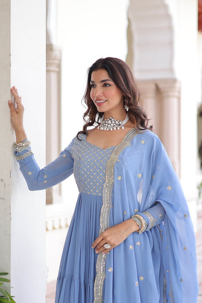 Lavanya Georgette Gown  Sky Blue