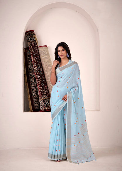 Nayantara Linen Silks Sky Blue