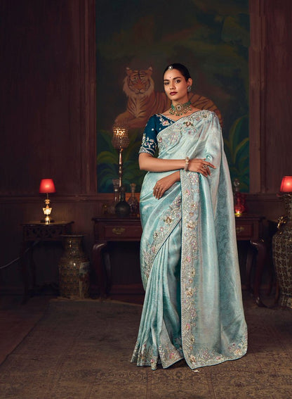 Suhasra Silk Saree Weaves Sky Blue