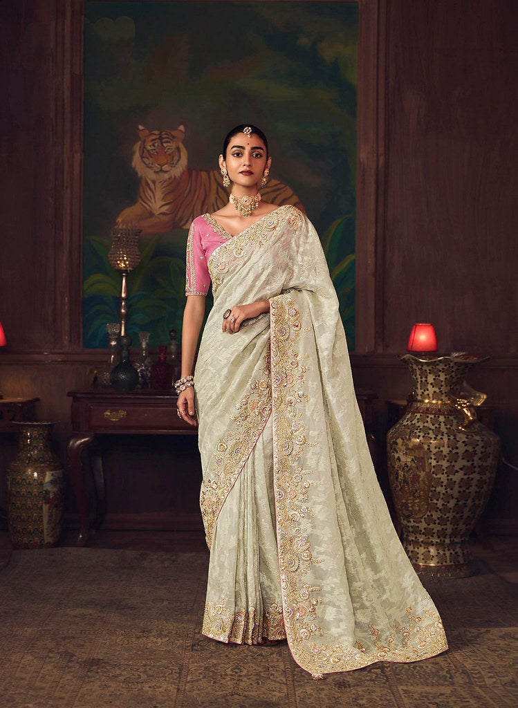 Suhasra Silk Saree Weaves Off White