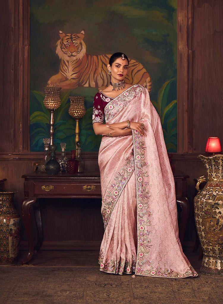 Suhasra Silk Saree Weaves Baby Pink