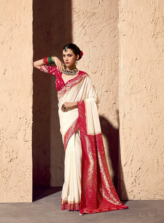 Tanishka Crepe Royale saree White