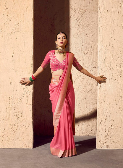 Tanishka Crepe Royale saree Baby Pink