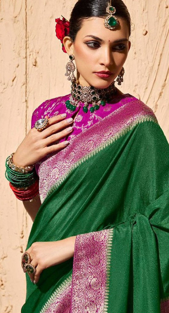 Tanishka Crepe Royale saree Green