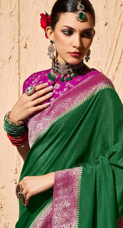 Tanishka Crepe Royale saree Green