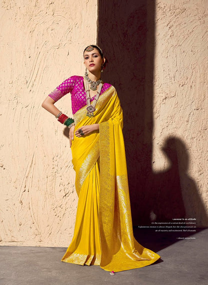 Tanishka Crepe Royale saree Yellow