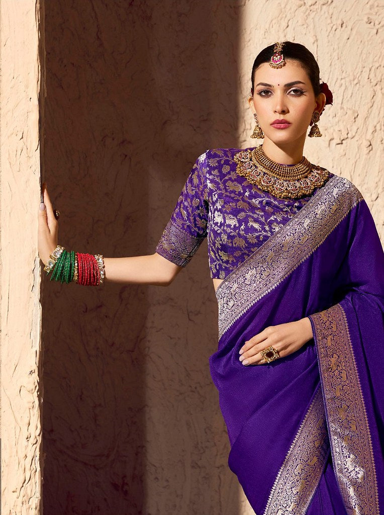 Tanishka Crepe Royale saree Purple