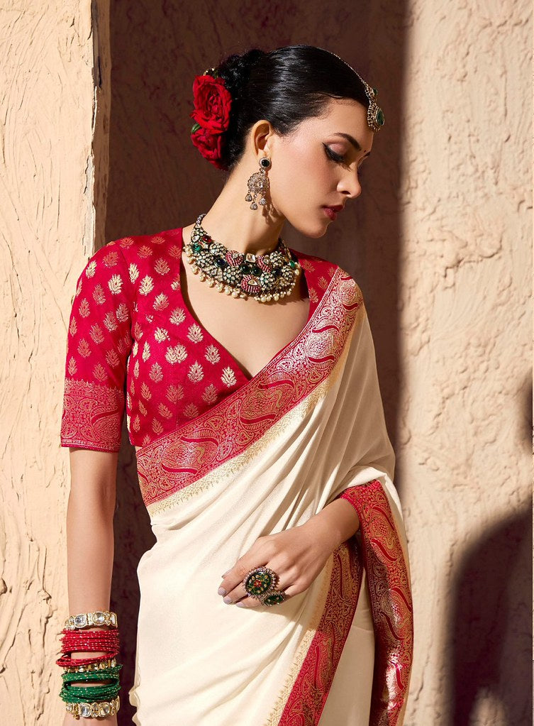 Tanishka Crepe Royale saree White