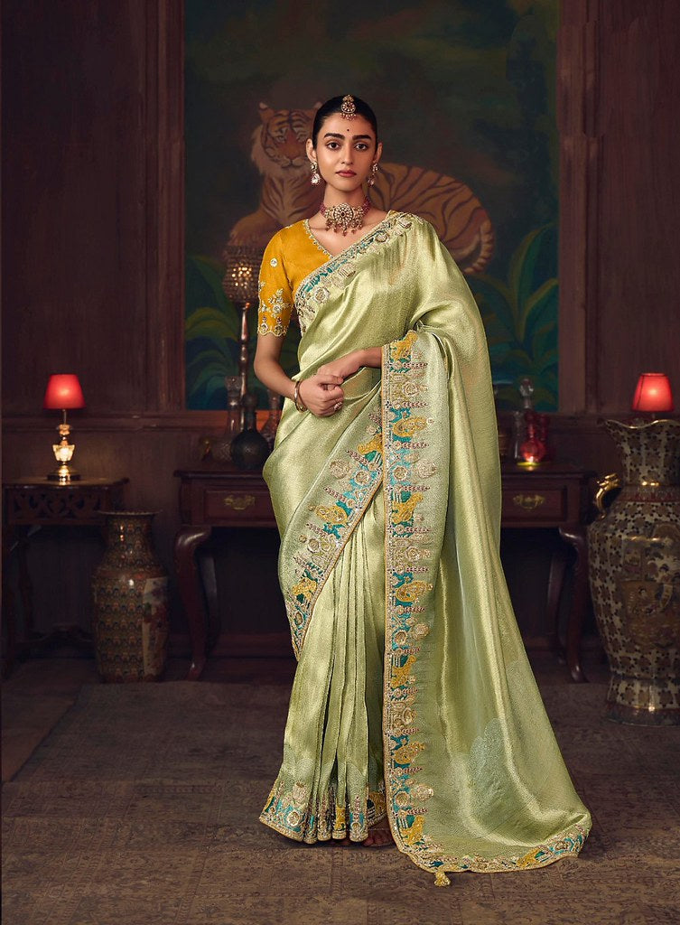 Suhasra Silk Saree Weaves Pista