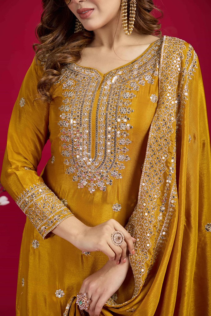 Tisya Designer Salwar Suit Yellow