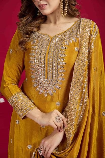 Tisya Designer Salwar Suit Yellow