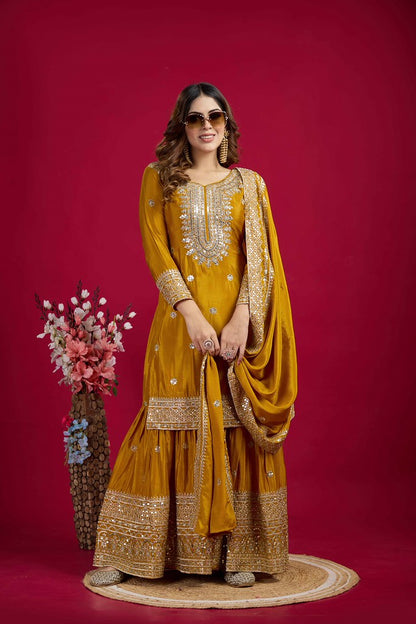 Tisya Designer Salwar Suit Yellow