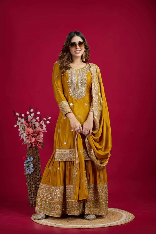 Tisya Designer Salwar Suit Yellow