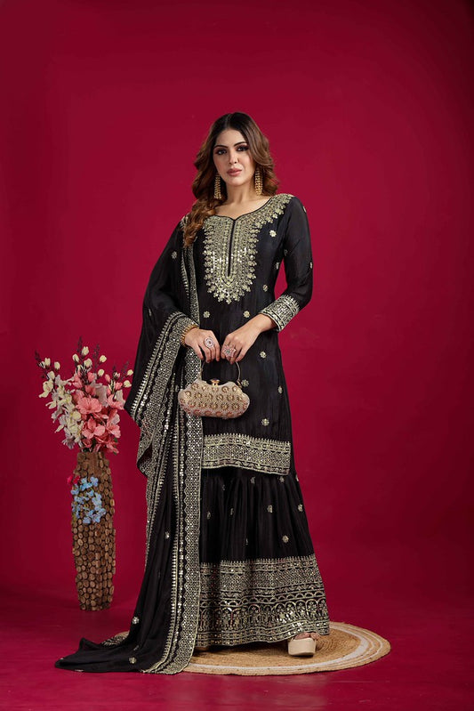 Tisya Designer Salwar Suit Black