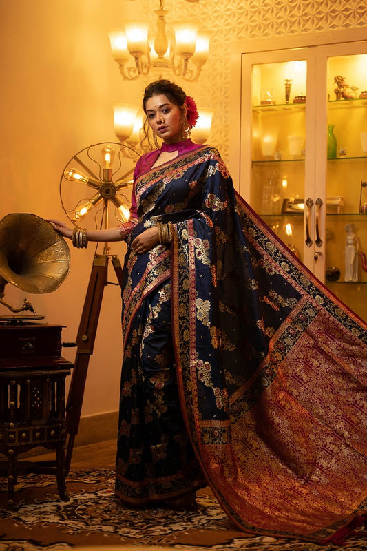 Kashi Heritage Silks Sarees Navy Blue
