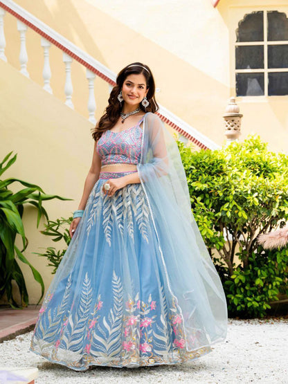 ZariVista Lehenga Set Sky