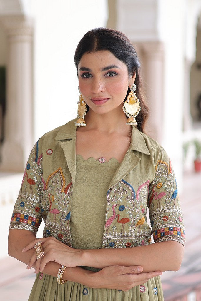 TintedTwirl Gown Set Parrot