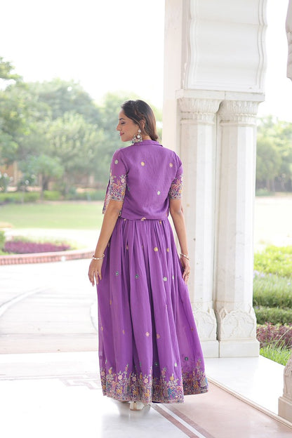 TintedTwirl Gown Set Purple