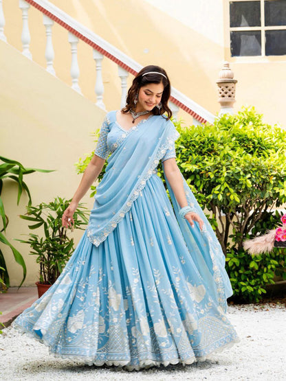 ZariVista Lehenga Set Sky