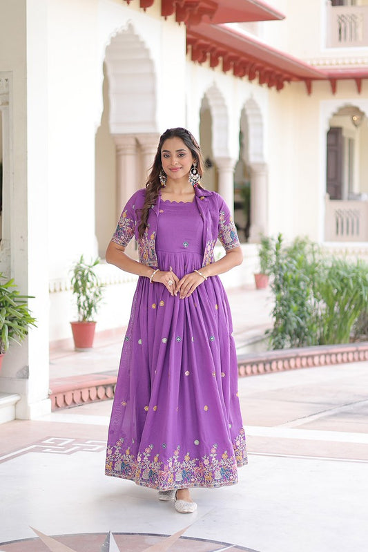 TintedTwirl Gown Set Purple
