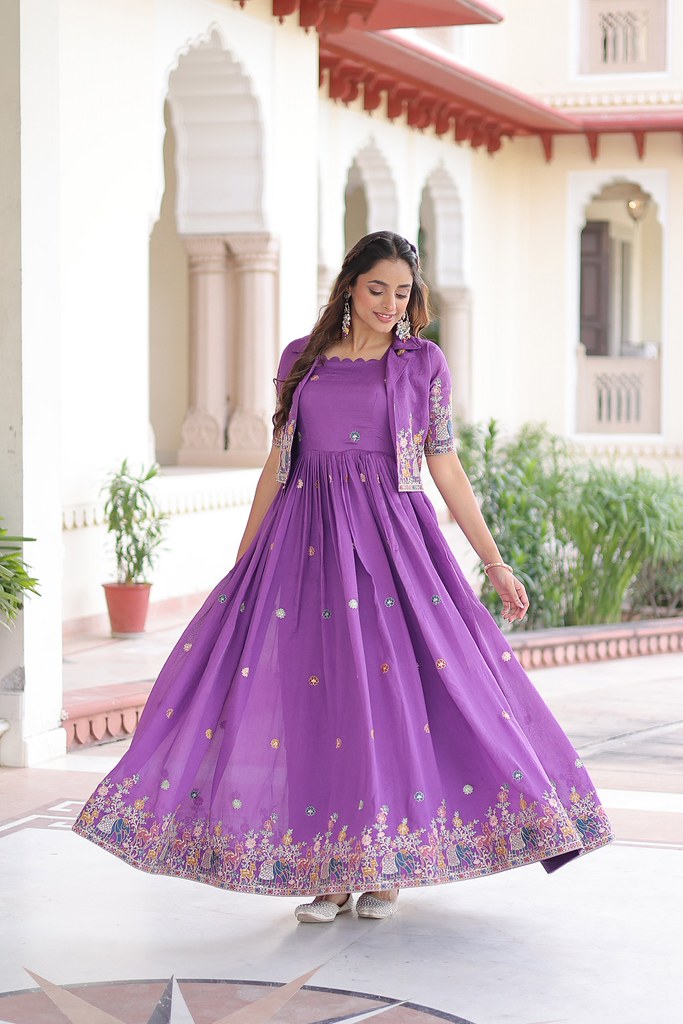 TintedTwirl Gown Set Purple
