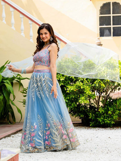 ZariVista Lehenga Set Sky