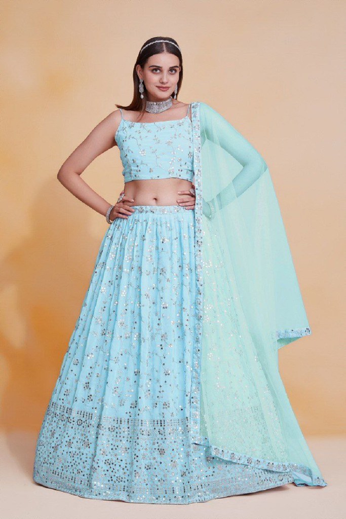 Vivanta Regal Lehenga Set Sky Blue