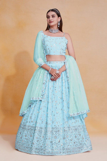 Vivanta Regal Lehenga Set Sky Blue