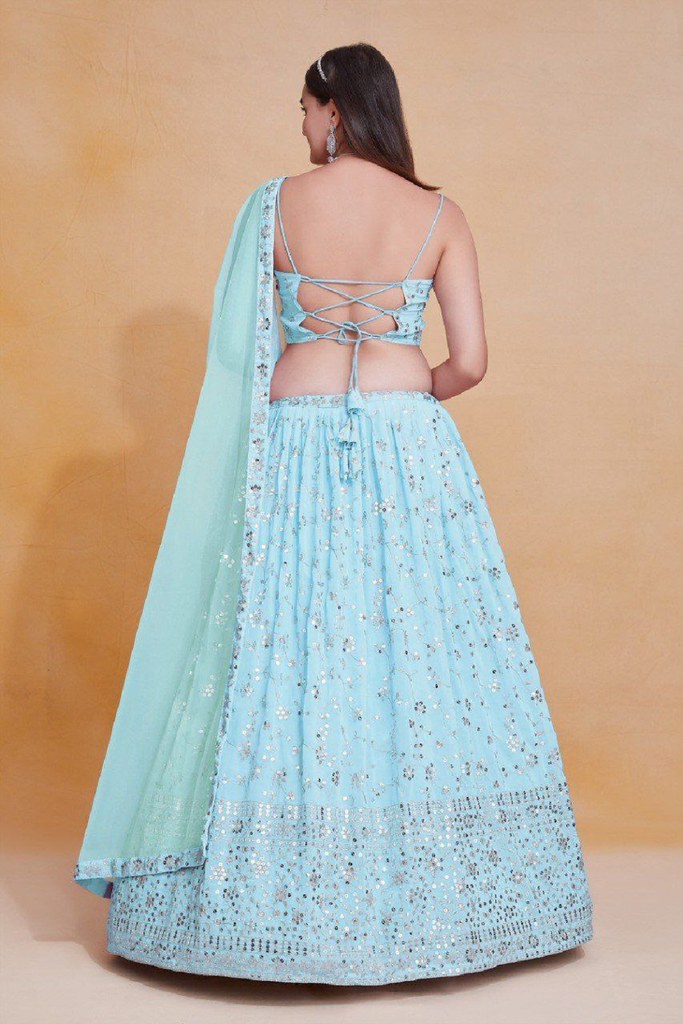 Vivanta Regal Lehenga Set Sky Blue