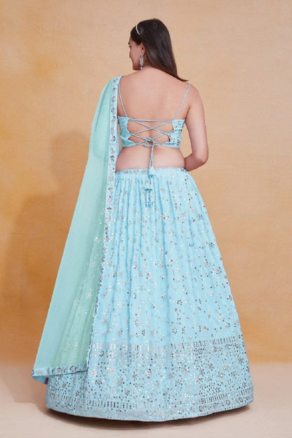 Vivanta Regal Lehenga Set Sky Blue