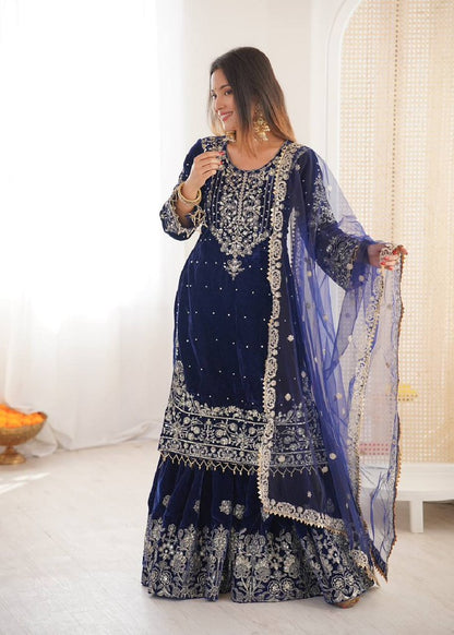 ChromaFlow Salwar Suits Navy Blue