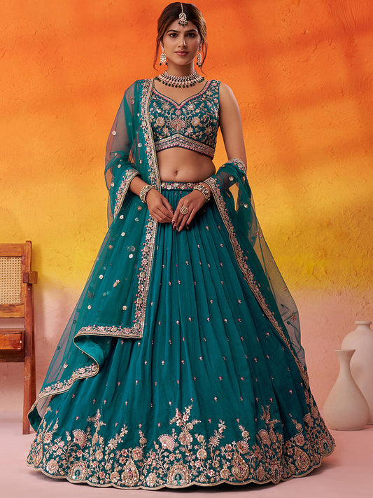 SilkSandhya Lehenga Set Teal