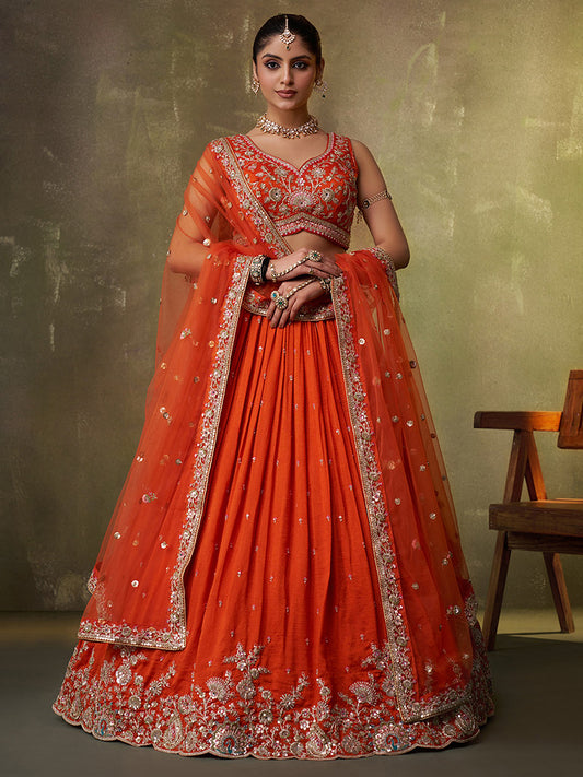 SilkSandhya Lehenga Set Orange