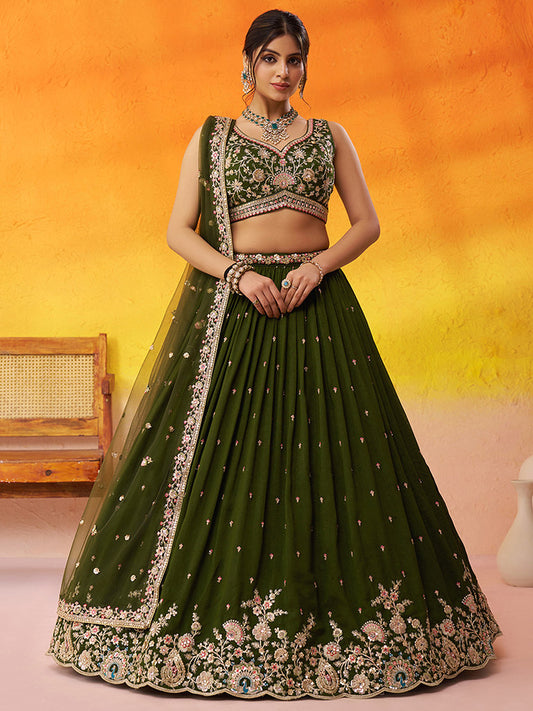 SilkSandhya Lehenga Set Olive