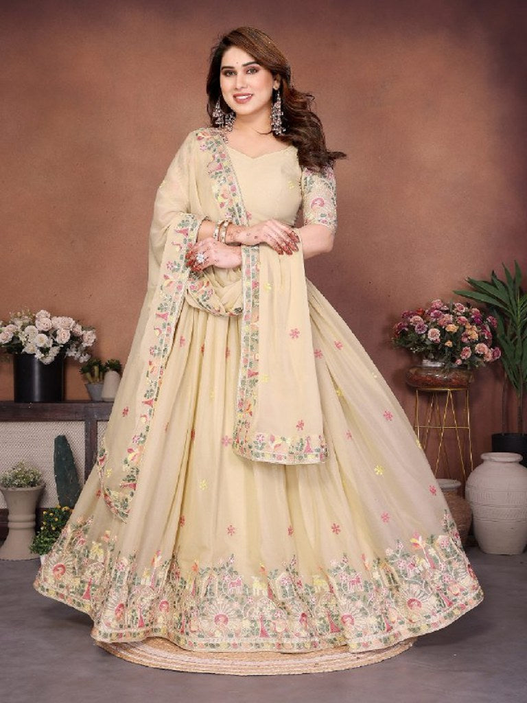 UtsavRang Lehenga Set Cream