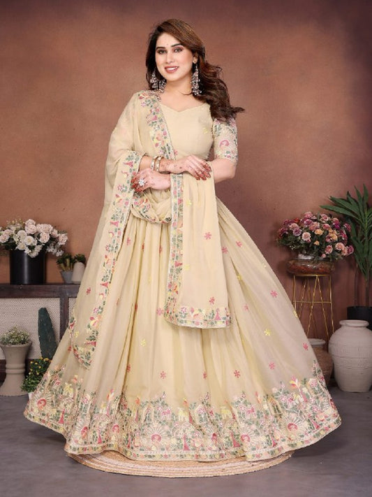 UtsavRang Lehenga Set Cream