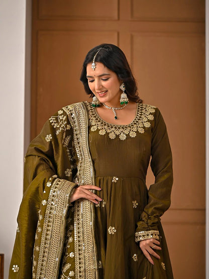 PastelFlair Salwar Suits Mehendi Green