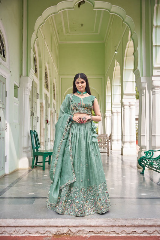 GildedPastel Lehengas Sea Green