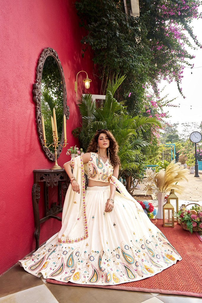 Parampara Silk Lehengas White